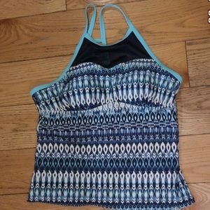 Womens Striped Tankini High Neck